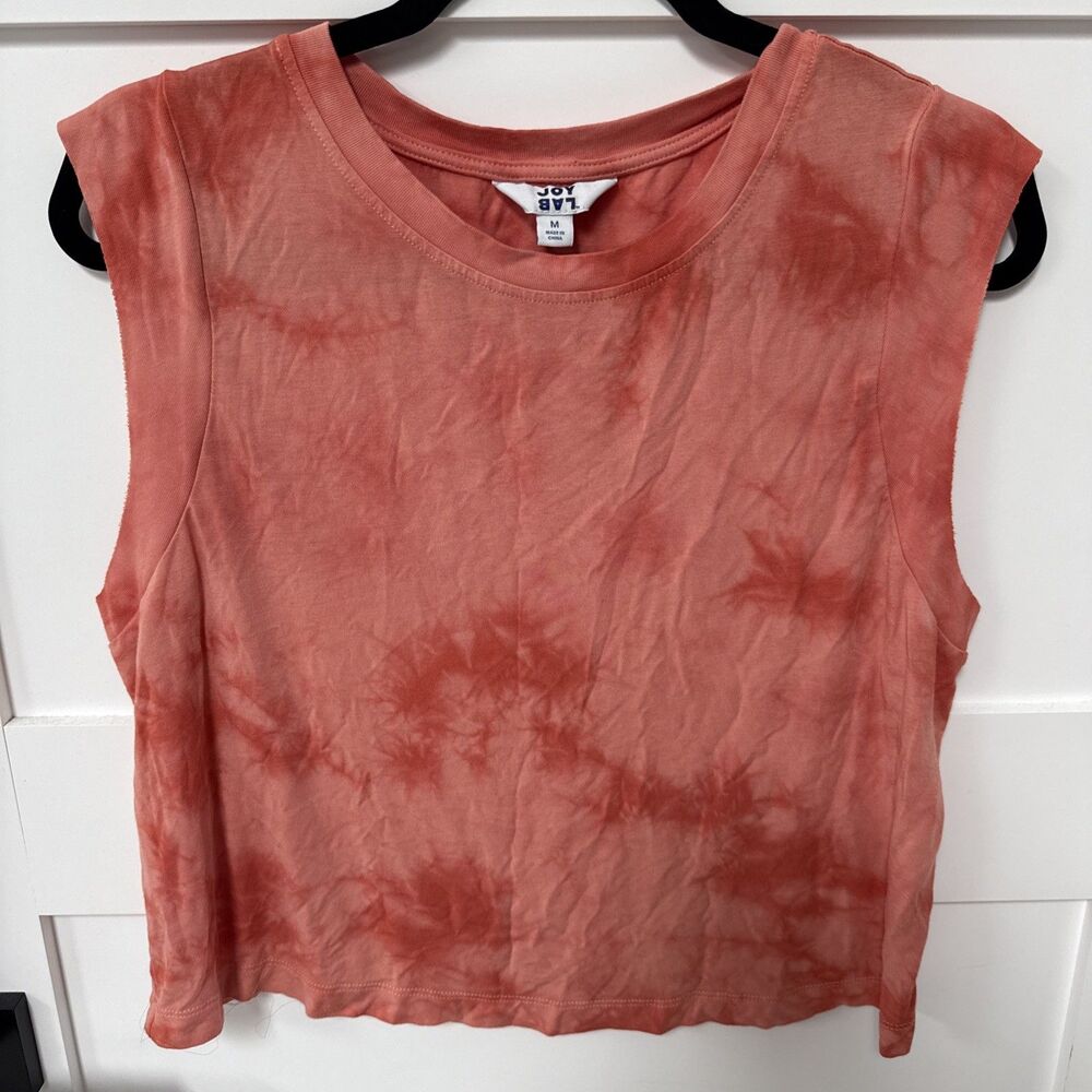 JoyLab Orange Sleeveless Tie Dye Cropped Athletic Tank Top Women's medium